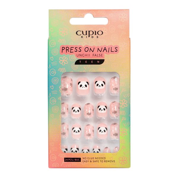 Cupio Kids TEEN False Nails Set for Children - Pink Panda