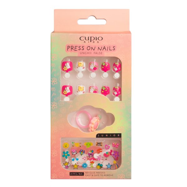 Cupio Kids JUNIOR False Nails Set for Children - Pink Sunshine