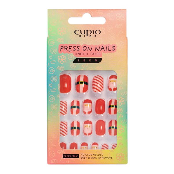 Cupio Kids TEEN False Nails Set for Children - Santa Claus and Sweets