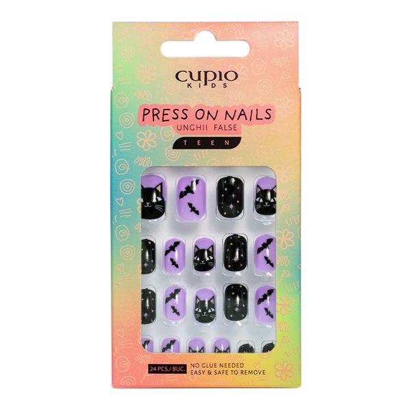 Cupio Kids TEEN False Nails Set for Children - The Cat Witch