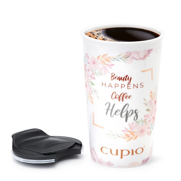 Modern ceramic mug with lid