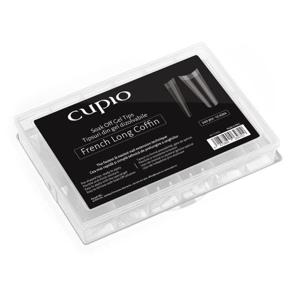 Soak-Off Full Nail Tips Set 240pcs - French Long Coffin