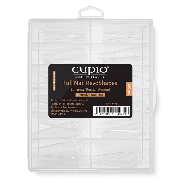 Full Nail Tips RevoShapes Ballerina/ Russian Almond - 30% Apex set of 120 pieces