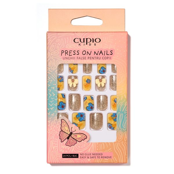 Cupio Kids False Nails Set - Gold Flower