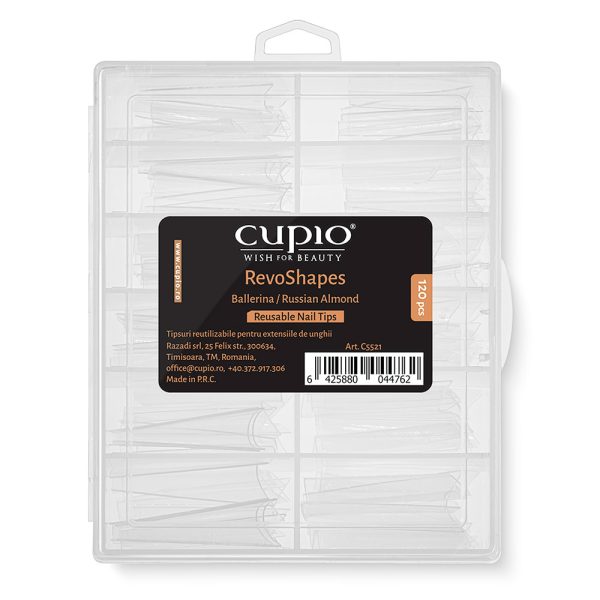 Reusable Tips for Extensions RevoShapes Ballerina/ Russian Almond set 120 pcs