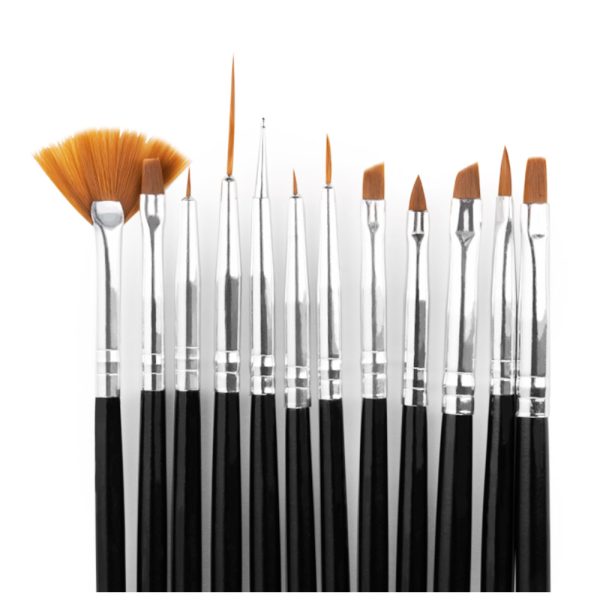 Set of 12 manicure brushes for painting