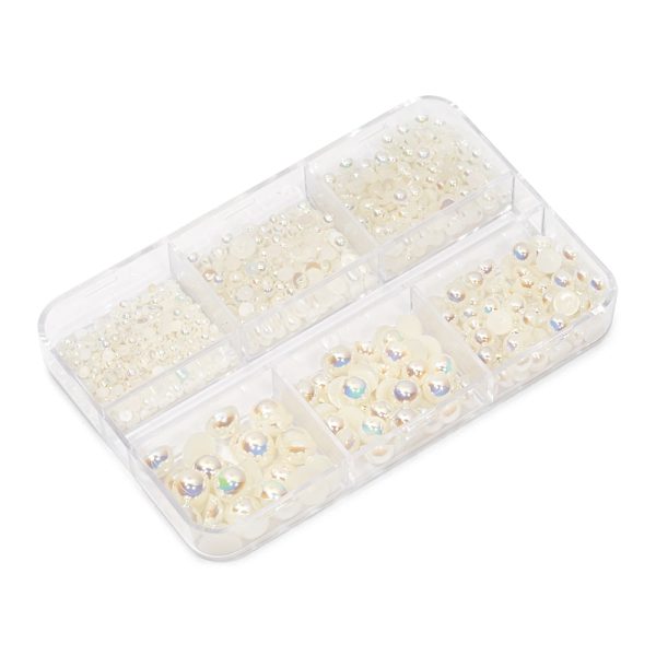 Beige AB Nail Pearls Set
