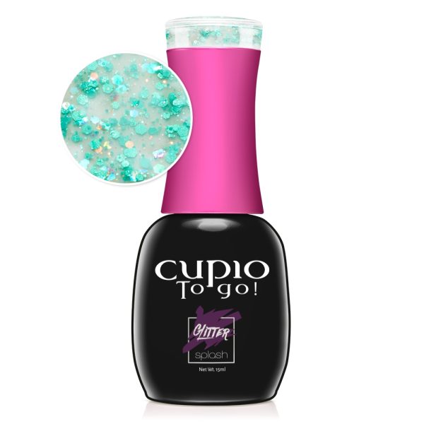 Cupio To Go! Semi-Permanent Nail Polish Glitter Splash - Aqua Glam 15 ml